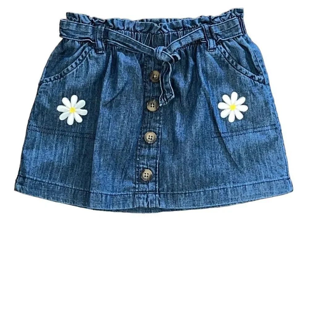 Oshkosh girls denim skirt embellished with Daisies size 4T